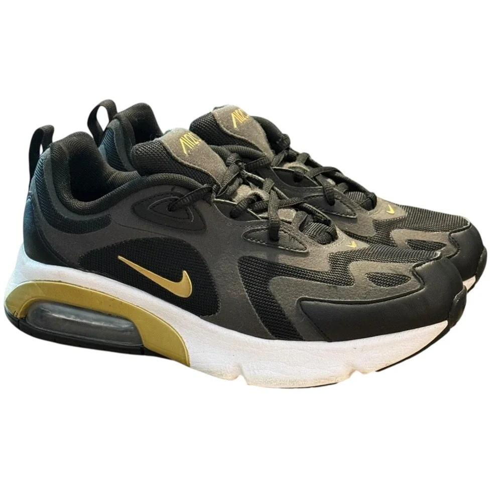 Nike Air Max 200 Black Metallic Gold‎ Shoes Size 7Y Athletic Sneakers